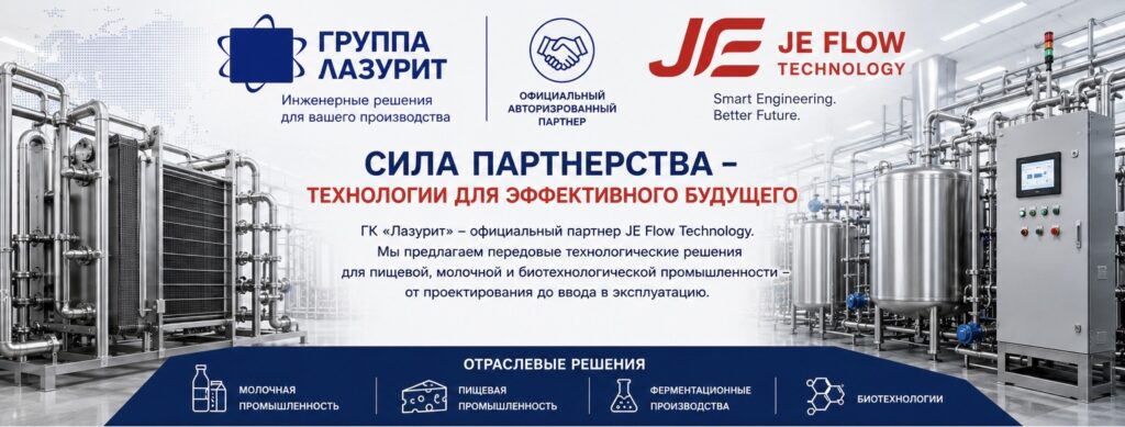 ГК "Лазурит" - официальный авторизированный партнер Je Flow Technology, комплексные инженерные решения для пищевой промышленности